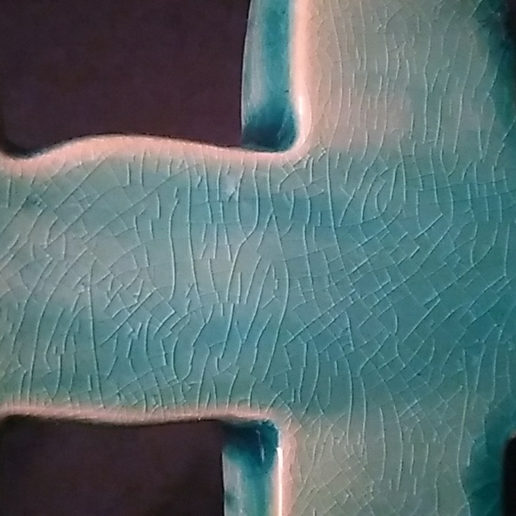 Decorative Southwest Style Turquoise/Green Cross with Golden Brown Base (B5) - Picture 4 of 10